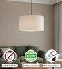 16-Inch White Fabric Drum Pendant Light