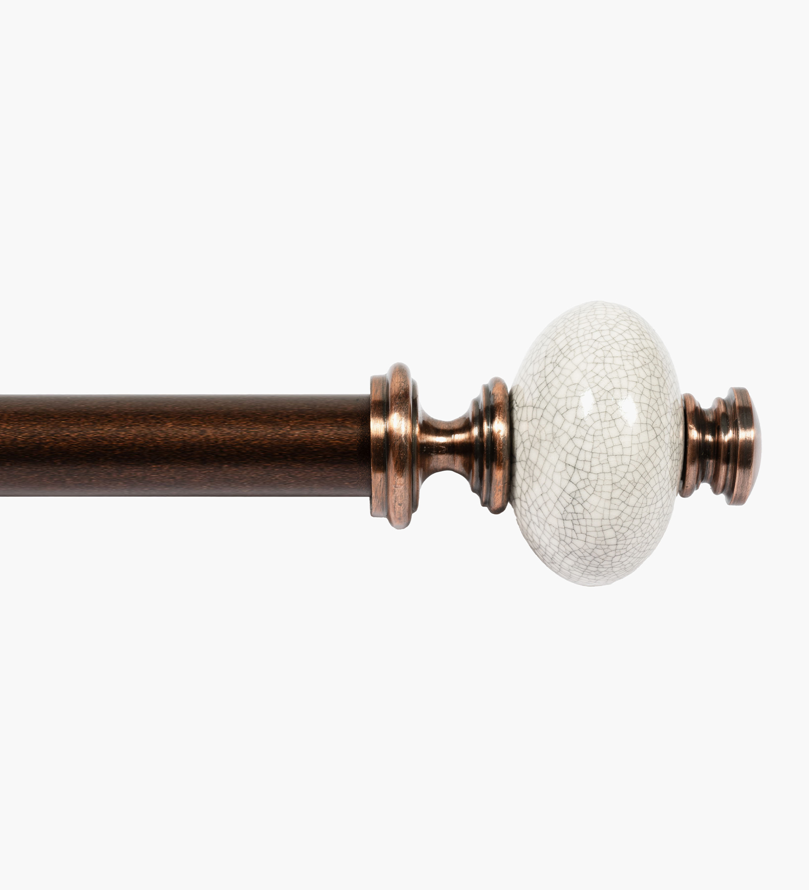 Brown Adjustable Curtain Rod with Brackets Iron Pipe with Supreme Ceremic Finials (25MM Diameter)