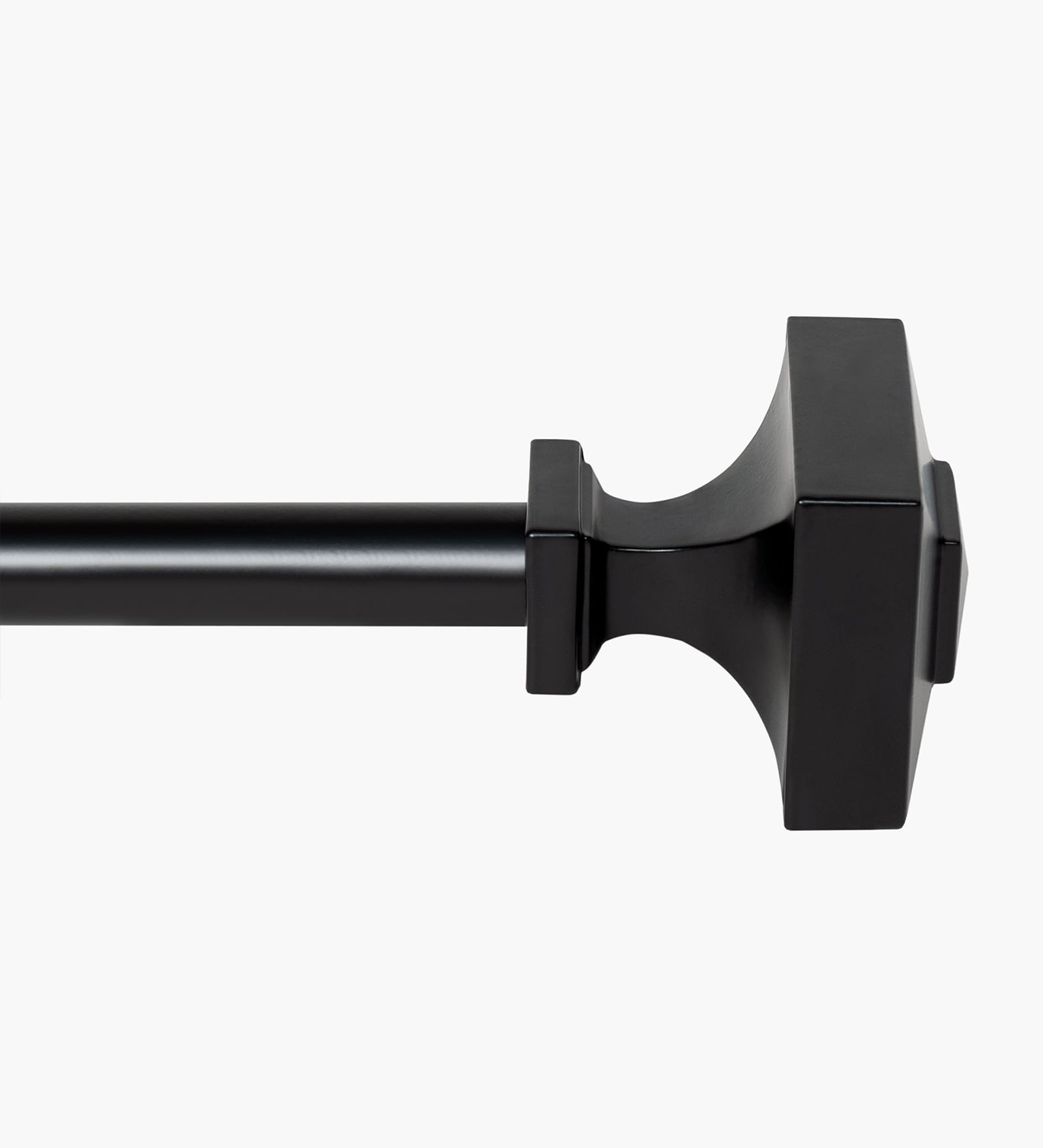 Black Adjustable Curtain Rod with Brackets Iron Pipe with Square Finials (19MM Diameter)