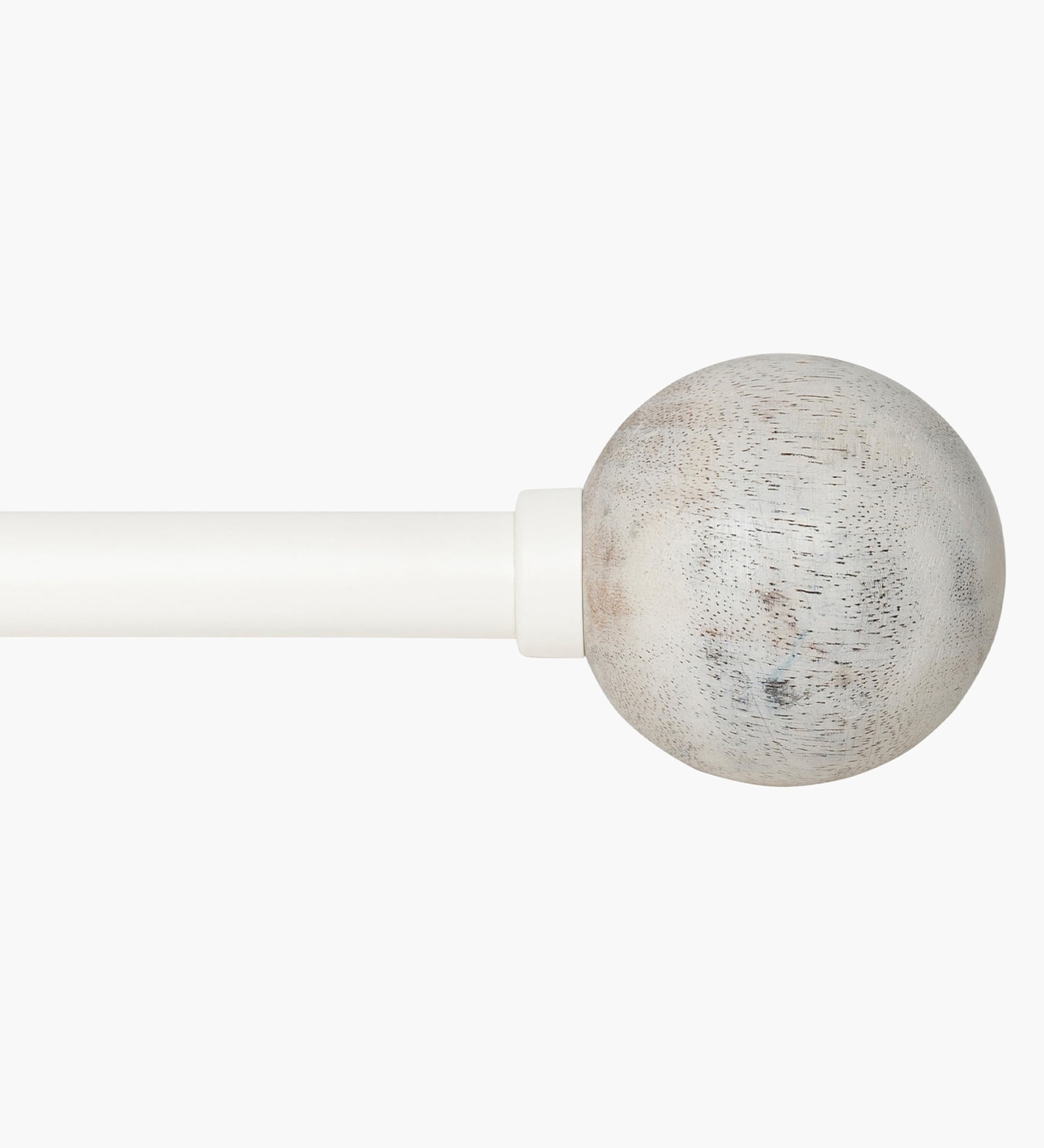 Ivory Adjustable Curtain Rod with Brackets Iron Pipe with Wood Ball Finials (19MM Diameter)