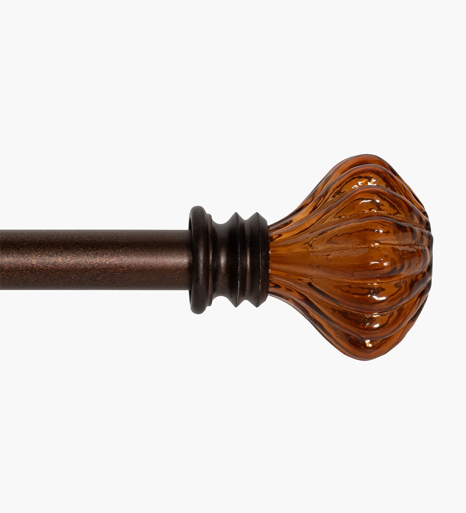 Brown Adjustable Curtain Rod with Brackets Iron Pipe with Glass Mushroom Finials (19MM Diameter)