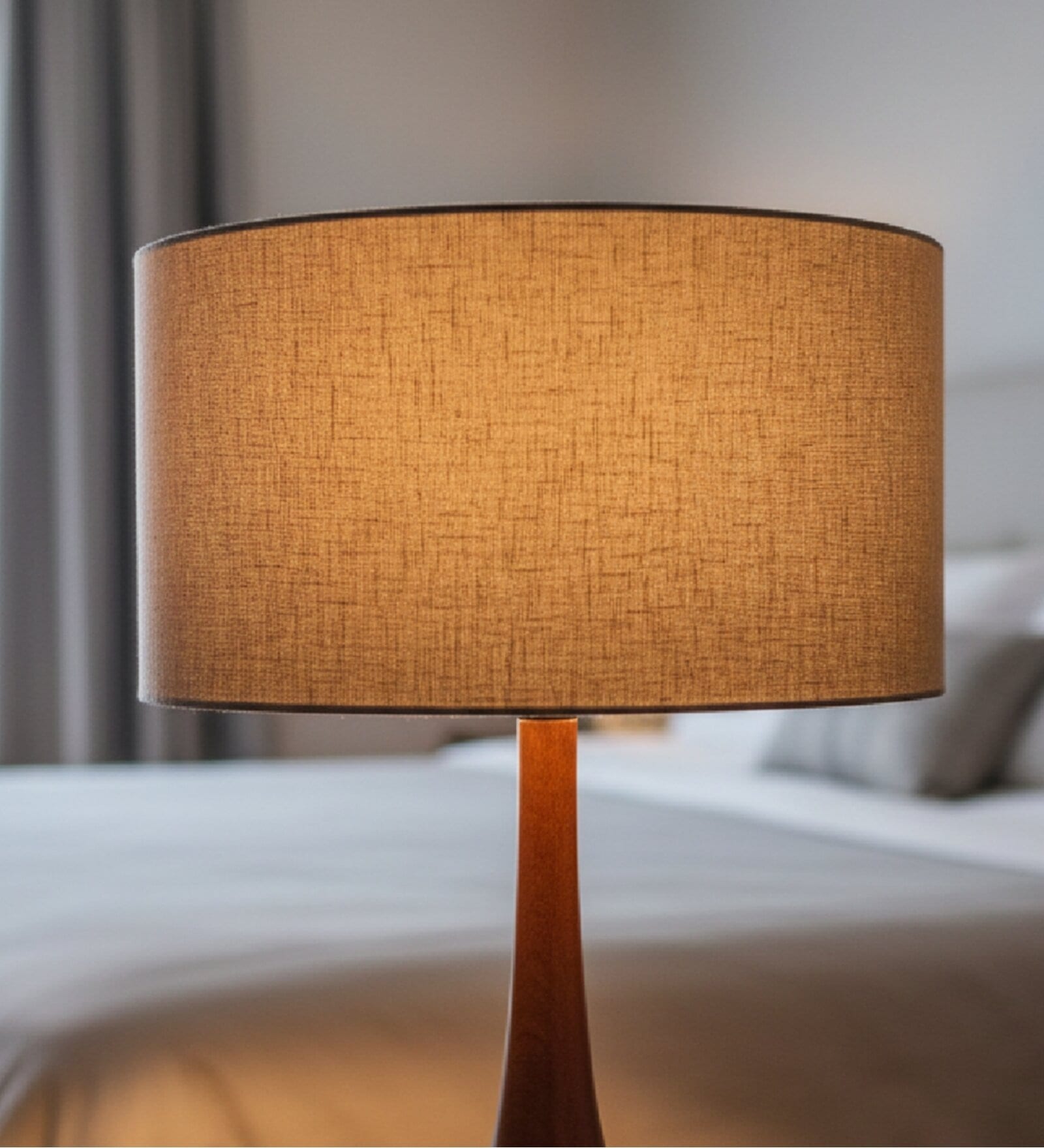 18-Inch Beige Fabric Drum Lampshade