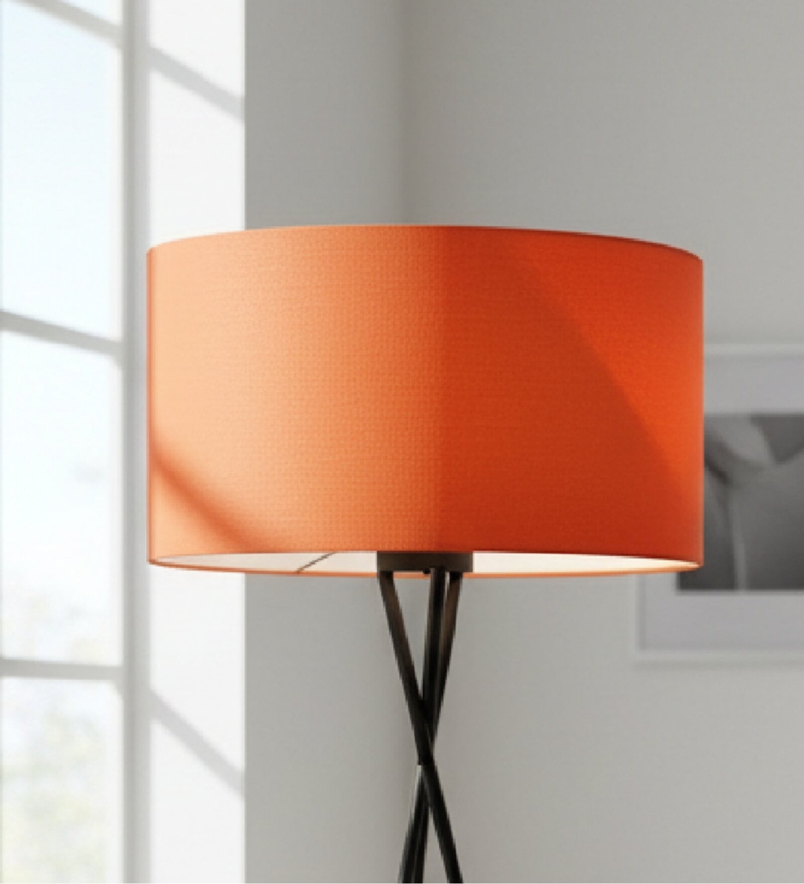 18-Inch Orange Fabric Drum Lampshade