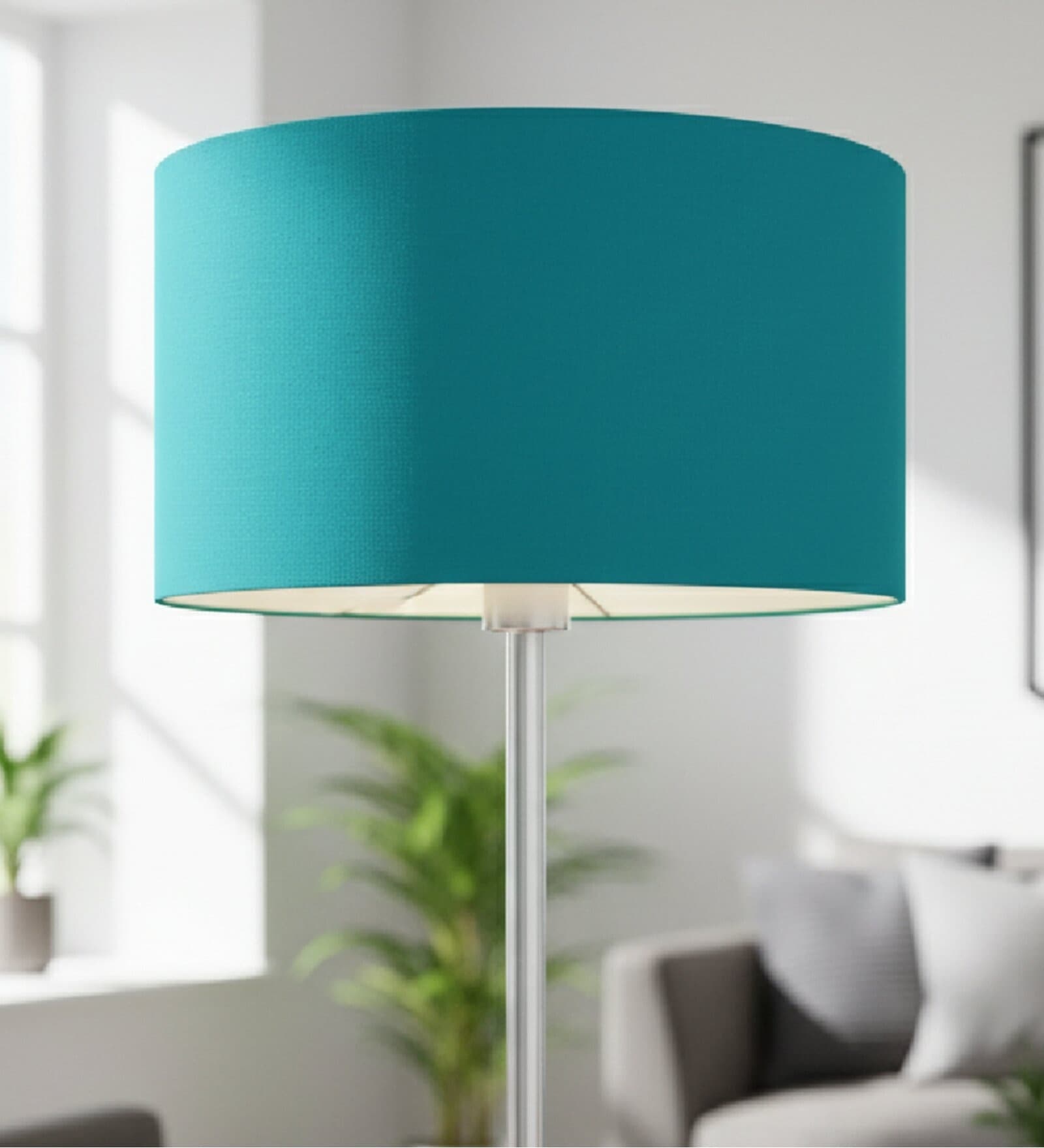 18-Inch Teal Fabric Drum Lampshade