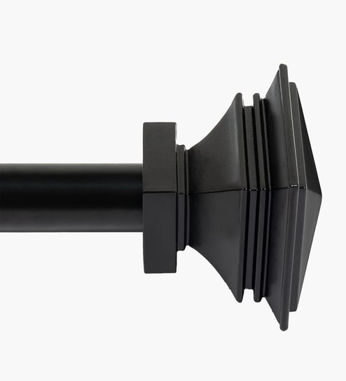 Black Adjustable Curtain Rod with Brackets (25MM Diameter)