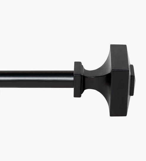 Black Adjustable Curtain Rod with Brackets Iron Pipe with Square Finials (19MM Diameter)