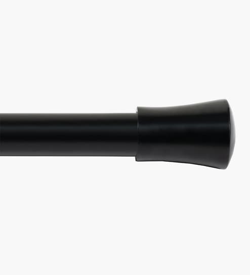 Black Adjustable Curtain Rod with Brackets Iron Pipe with Inverted Cone Finials (19MM Diameter)