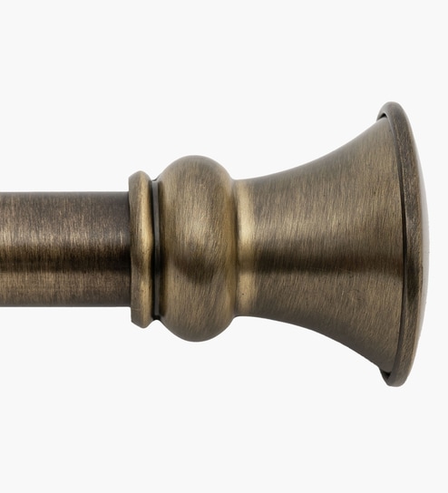 Brass Adjustable Curtain Rod with Brackets Iron Pipe with Egyptian Finials (25MM Diameter)