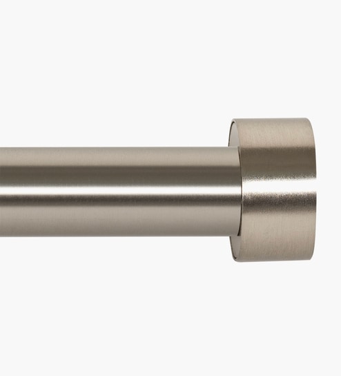 Silver Adjustable Curtain Rod with Brackets Iron Pipe with Pluto Finials (25MM Diameter)