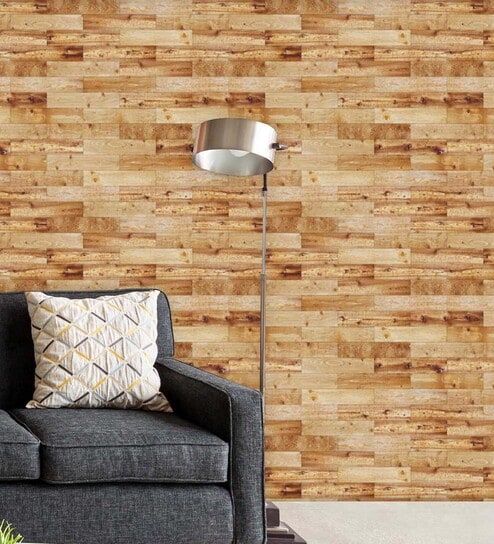 18 Feet Yellow Parquet 300 Gsm Wallpaper Roll