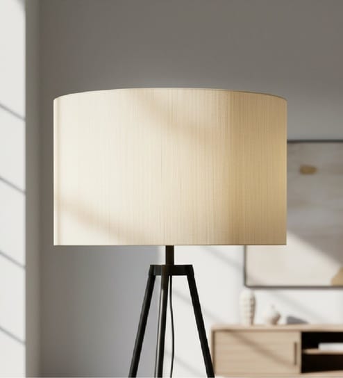 18-Inch Cream Texture Fabric Drum Lampshade