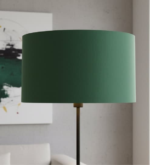 18-Inch Dark Green Fabric Drum Lampshade