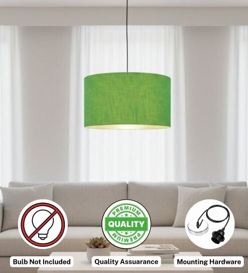 btr crafts 18-Inch Green Texture Fabric Drum Pendant Light, Modern Hanging Ceiling Lamp for Living Room, Bedroom, Dining Room & Home Decor, Silver Canopy-picture-26