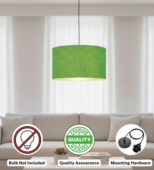 btr crafts 18-Inch Green Texture Fabric Drum Pendant Light, Modern Hanging Ceiling Lamp for Living Room, Bedroom, Dining Room & Home Decor, Black Canopy-picture-27
