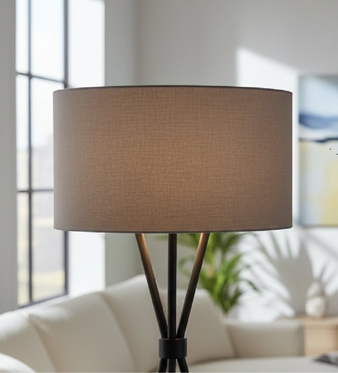 18-Inch Grey Fabric Drum Lampshade