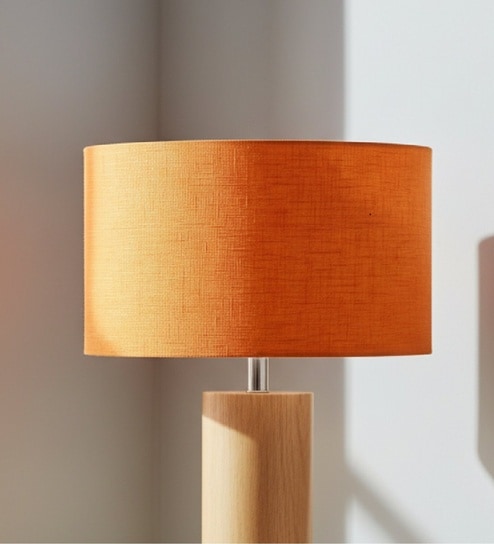 18-Inch Orange Texture Fabric Drum Lampshade