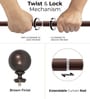 Brown Adjustable Curtain Rod with Brackets (25MM Diameter)