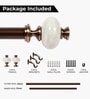 Brown Adjustable Curtain Rod with Brackets Iron Pipe with Supreme Ceremic Finials (25MM Diameter)