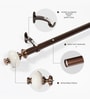 Brown Adjustable Curtain Rod with Brackets Iron Pipe with Supreme Ceremic Finials (25MM Diameter)