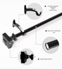 Black Adjustable Curtain Rod with Brackets Iron Pipe with Square Finials (19MM Diameter)