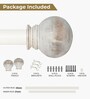 Ivory Adjustable Curtain Rod with Brackets Iron Pipe with Wood Ball Finials (25MM Diameter)