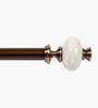 Brown Adjustable Curtain Rod with Brackets Iron Pipe with Supreme Ceremic Finials (25MM Diameter)