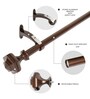 Brown Adjustable Curtain Rod with Brackets Iron Pipe with Hexagon Finials (19MM Diameter)