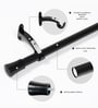 Black Adjustable Curtain Rod with Brackets Iron Pipe with Inverted Cone Finials (19MM Diameter)