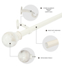 Ivory Adjustable Curtain Rod with Brackets Iron Pipe with Wood Ball Finials (25MM Diameter)