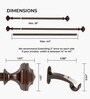 Brown Adjustable Curtain Rod with Brackets Iron Pipe with Hexagon Finials (19MM Diameter)