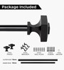 Black Adjustable Curtain Rod with Brackets Iron Pipe with Square Finials (19MM Diameter)