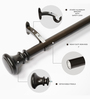Bronze Adjustable Curtain Rod with Brackets Iron Pipe with Vaso Finials (25MM Diameter)