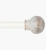 Ivory Adjustable Curtain Rod with Brackets Iron Pipe with Wood Ball Finials (25MM Diameter)