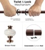 Brown Adjustable Curtain Rod with Brackets Iron Pipe with Supreme Ceremic Finials (25MM Diameter)