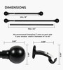 Black Adjustable Curtain Rod with Brackets Iron Pipe with Jason Finials (25MM Diameter)
