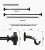 Black Adjustable Curtain Rod with Brackets Iron Pipe with Square Finials (19MM Diameter)