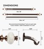 Brown Adjustable Curtain Rod with Brackets Iron Pipe with Supreme Ceremic Finials (25MM Diameter)