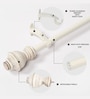 Ivory Adjustable Curtain Rod with Brackets Iron Pipe with Cambria Finials (19MM Diameter)