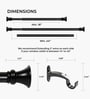 Black Adjustable Curtain Rod with Brackets Iron Pipe with Egyptian Finials (25MM Diameter)