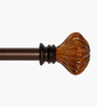 Brown Adjustable Curtain Rod with Brackets Iron Pipe with Glass Mushroom Finials (19MM Diameter)
