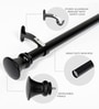 Black Adjustable Curtain Rod with Brackets Iron Pipe with Egyptian Finials (25MM Diameter)