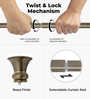 Brass Adjustable Curtain Rod with Brackets Iron Pipe with Egyptian Finials (25MM Diameter)