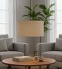 18-Inch Beige Fabric Drum Pendant Light, Modern Hanging Ceiling Lamp