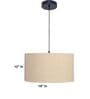 18-Inch Beige Fabric Drum Pendant Light, Modern Hanging Ceiling Lamp