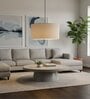 18-Inch Beige Fabric Drum Pendant Light