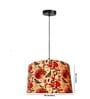 18-Inch Bird & Floral Printed Fabric Drum Pendant Light, Modern Hanging Ceiling Lamp