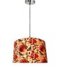 18-Inch Bird & Floral Printed Fabric Drum Pendant Light