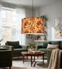 18-Inch Bird & Floral Printed Fabric Drum Pendant Light, Modern Hanging Ceiling Lamp