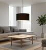 18-Inch Black Fabric Drum Pendant Light, Modern Hanging Ceiling Lamp