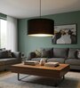 18-Inch Black Fabric Drum Pendant Light